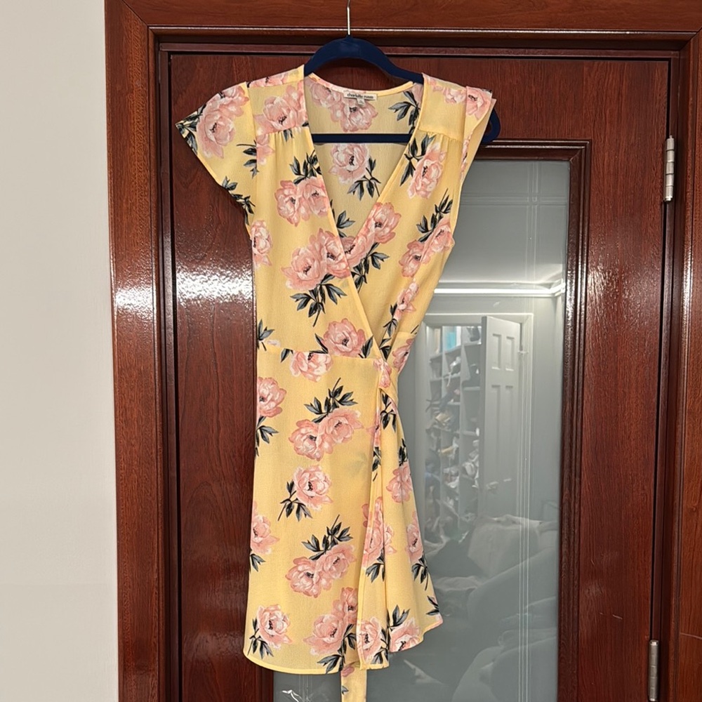 Floral Yellow Wrap Dress